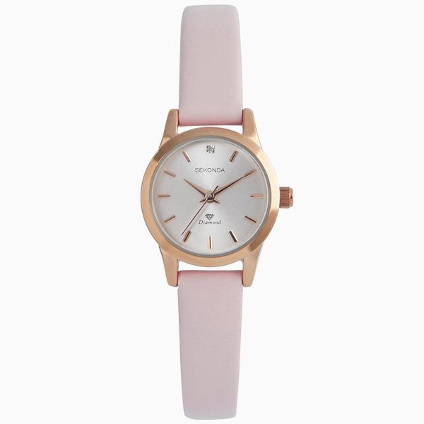 Ladies Watch  –  Rose Gold Alloy Case & Pink PU Strap with Pink Dial