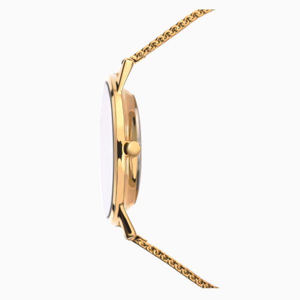 Minimal Men’s Watch  –  Gold Case & Stainless Steel Mesh Bracelet with Black Dial 6