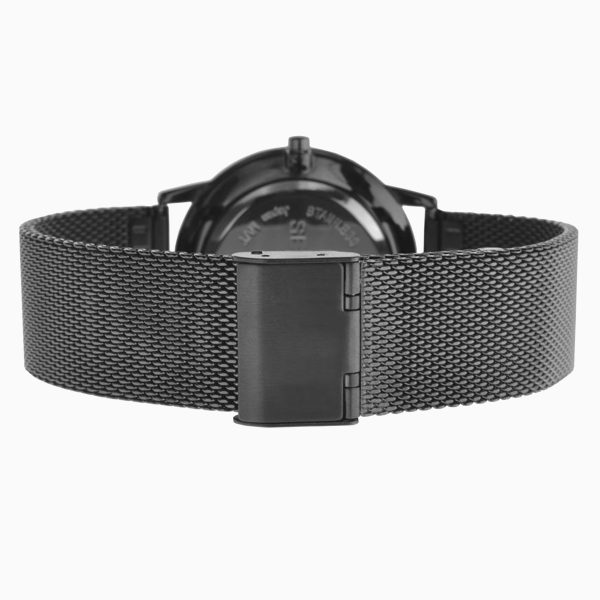 Minimal Men’s Watch  –  Gun Metal Case & Stainless Steel Mesh Bracelet with Grey Dial 3