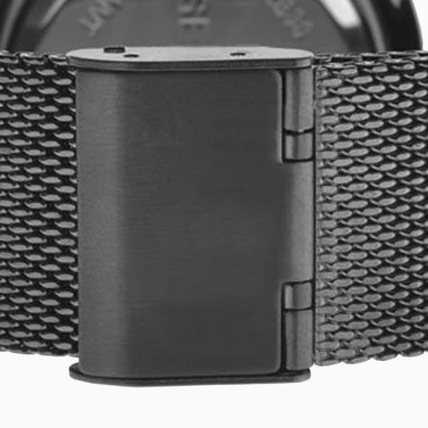 Minimal Men’s Watch  –  Gun Metal Case & Stainless Steel Mesh Bracelet with Grey Dial 2