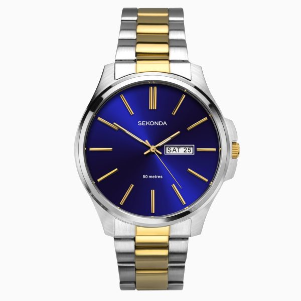 Classic Men’s Watch  –  Silver Case & Stainless Steel Bracelet with Blue Dial