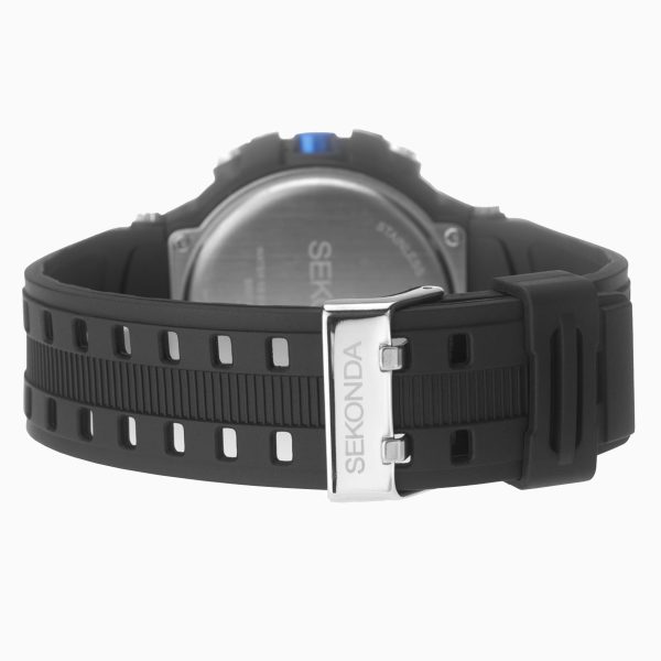 Digital Men’s Watch  –  Black and Blue Case & Plastic Strap with Dial 4
