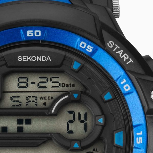 Digital Men’s Watch  –  Black and Blue Case & Plastic Strap with Dial 5