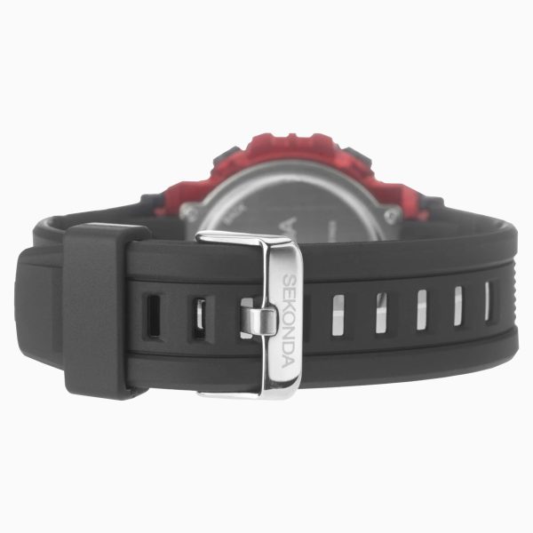 Digital Men’s Watch  –  Black & Red Case & Plastic Strap with Black Dial 3
