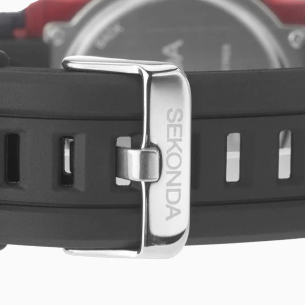 Digital Men’s Watch  –  Black & Red Case & Plastic Strap with Black Dial 2
