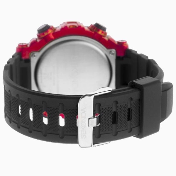 Digital Men’s Watch  –  Black & Red Case & Plastic Strap with Black Dial 3