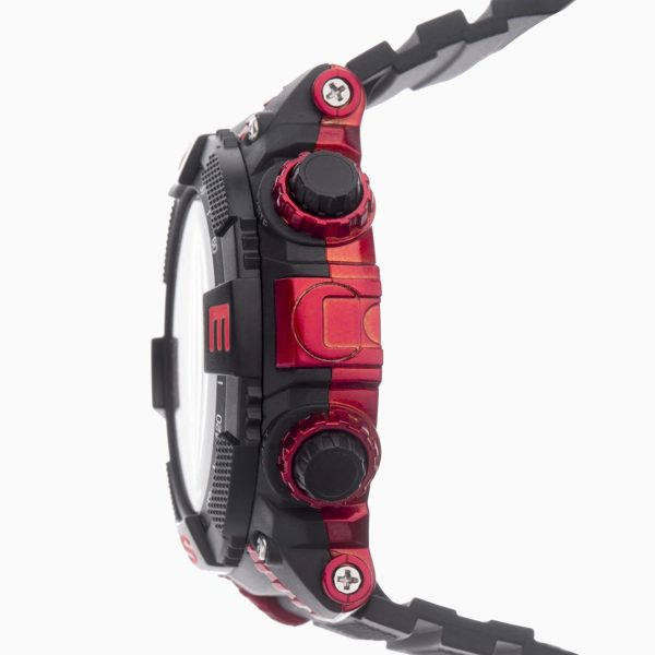 Digital Men’s Watch  –  Black & Red Case & Plastic Strap with Black Dial 5