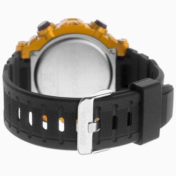 Digital Men’s Watch  –  Black and Yellow Case & Plastic Strap with Dial 3