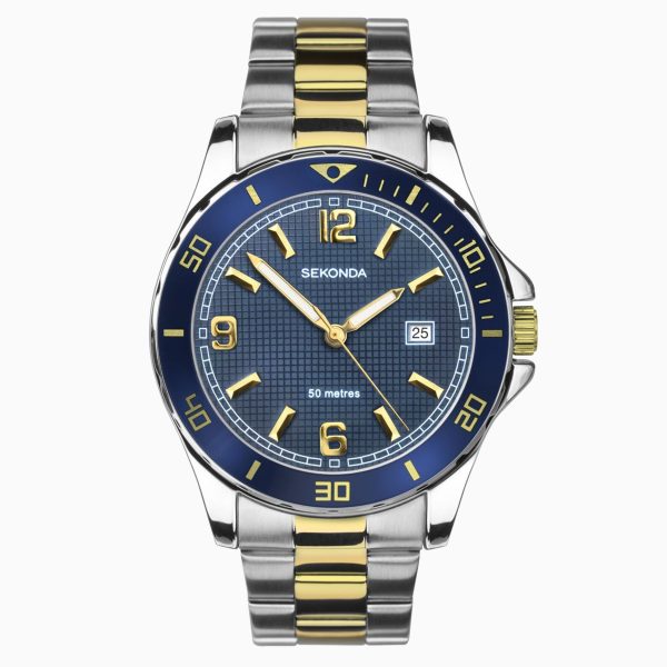 Dive Men’s Watch  –  Silver Case & Stainless Steel Bracelet with Blue Dial