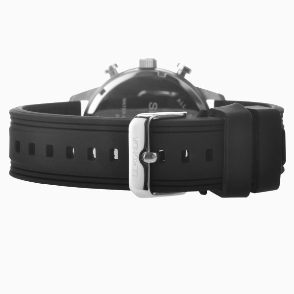 Men’s Watch  –  Silver Case & Rubber Strap with Black Dial 4