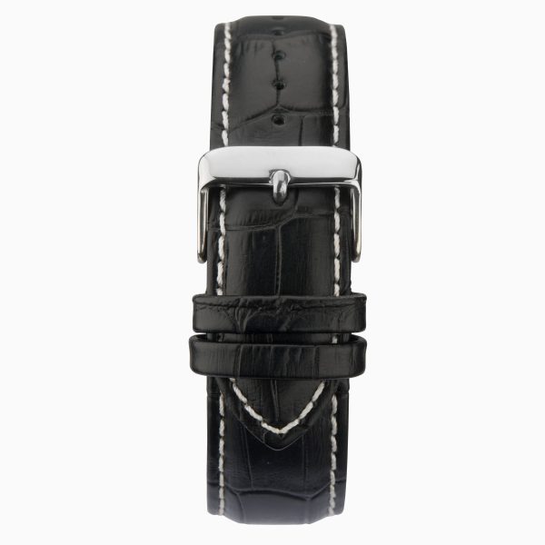 Men’s Watch  –  Silver Case & Leather Upper Strap with Black Dial 3