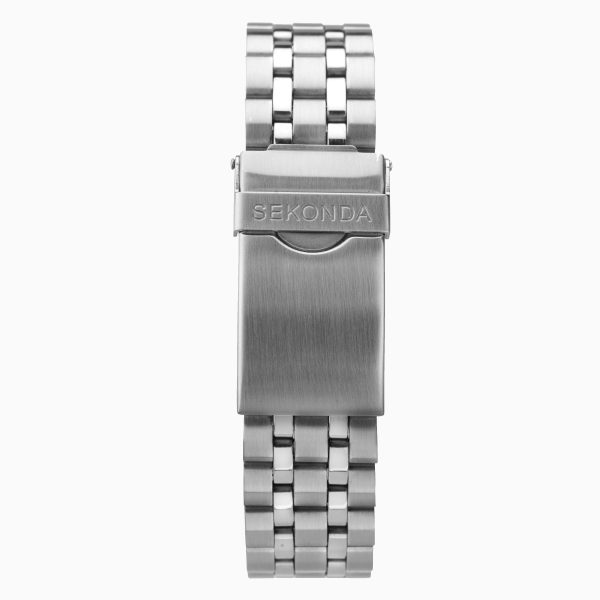 Pilot Men’s Watch  –  Silver Case & Stainless Steel Bracelet with Black Dial 3