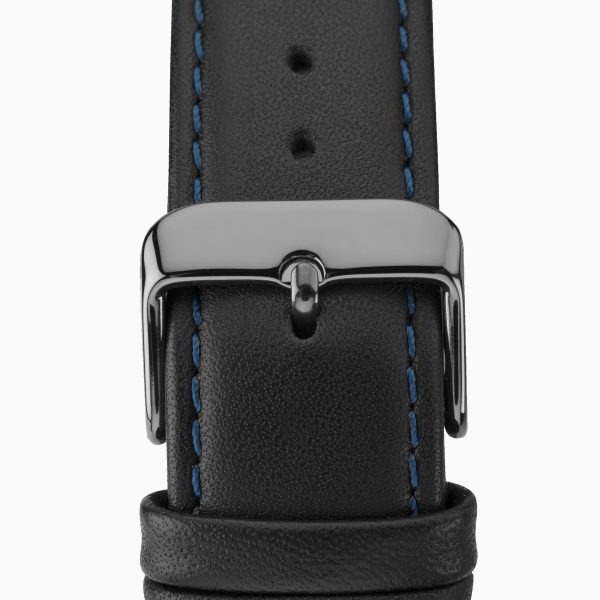 Sports Men’s Watch  –  Gun Metal Case & Leather Strap with Blue Dial 2