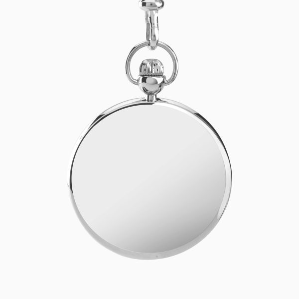 Men’s Pocket Watch  –  Silver Case & Brass Chain with White Dial 2