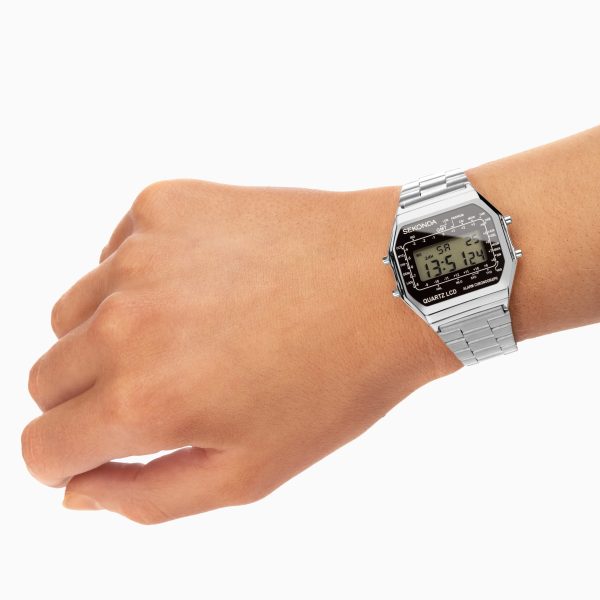Retro Digital Men’s Watch  –  Silver Case & Stainless Steel Bracelet with Black Dial 5