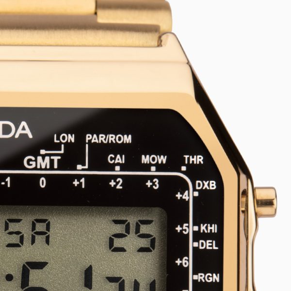 Retro Digital Men’s Watch  –  Gold Case & Stainless Steel Bracelet with Black Dial 7