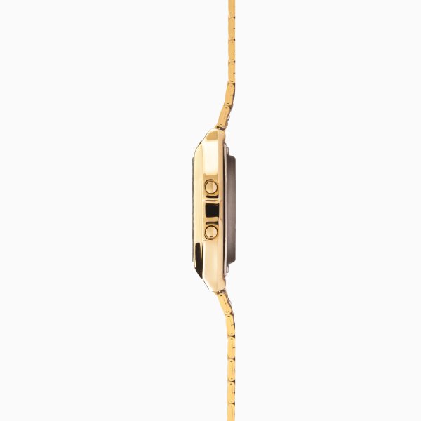 Retro Digital Men’s Watch  –  Gold Case & Stainless Steel Bracelet with Black Dial 8