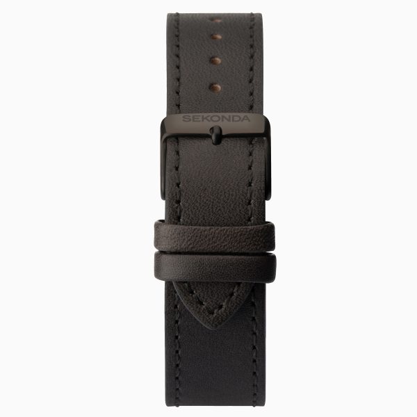 Bergen Men’s Watch  –  Black Case & Leather Upper Strap with Grey Dial 4