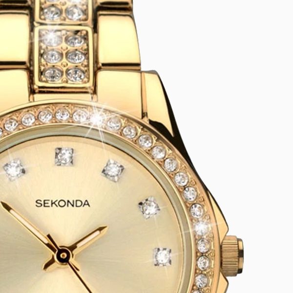 Day To Night Ladies Watch  –  Gold Case & Alloy Bracelet with Champagne Dial 5