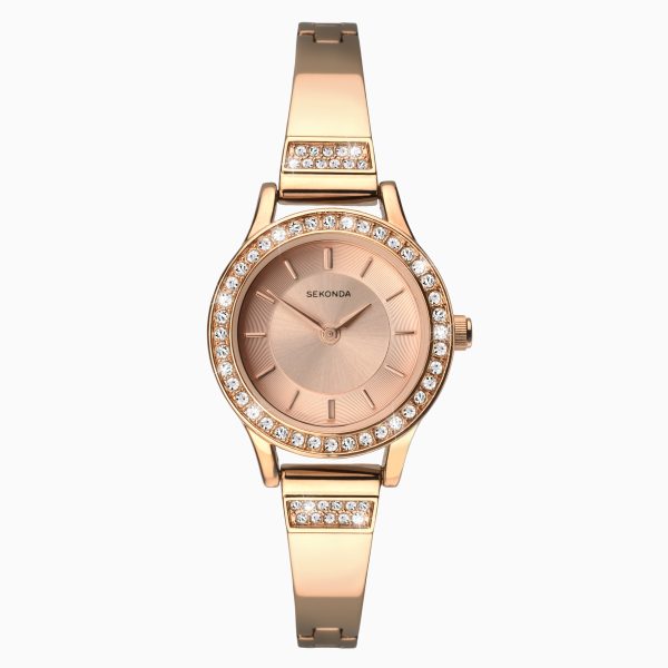 Ladies Watch  –  Rose Gold Case & Alloy Bracelet with Rose Gold Dial