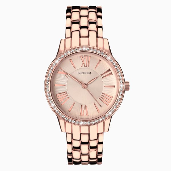 Charlotte Ladies Watch  –  Rose Gold Case & Alloy Bracelet with Rose Gold Dial