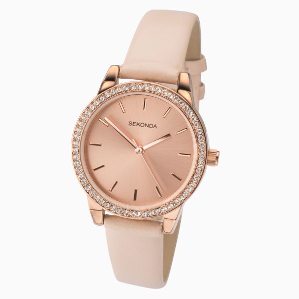 Day To Night Ladies Watch  –  Rose Gold Case & PU Strap with Rose Dial 2