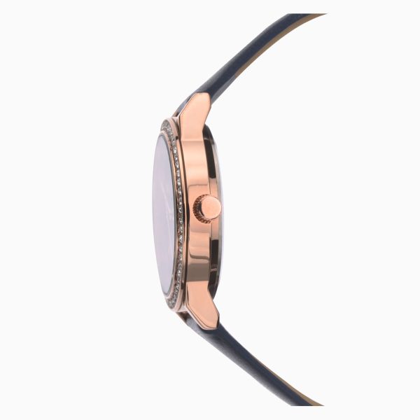Day To Night Ladies Watch  –  Rose Gold Case & PU Strap with Blue Dial 5