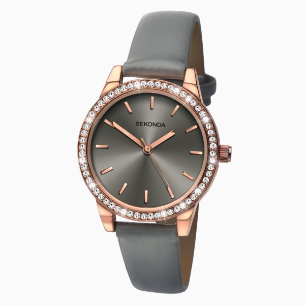 Day To Night Ladies Watch  –  Rose Gold Case & PU Strap with Grey Dial 2