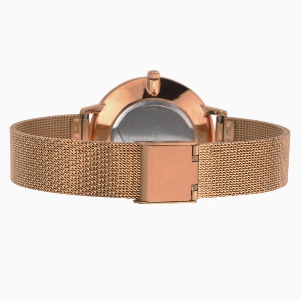 Ladies Watch  –  Rose Gold Case & Stainless Steel Mesh Bracelet with Rose Dial 3