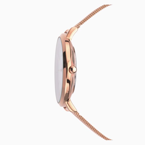 Ladies Watch  –  Rose Gold Case & Stainless Steel Mesh Bracelet with Rose Dial 5