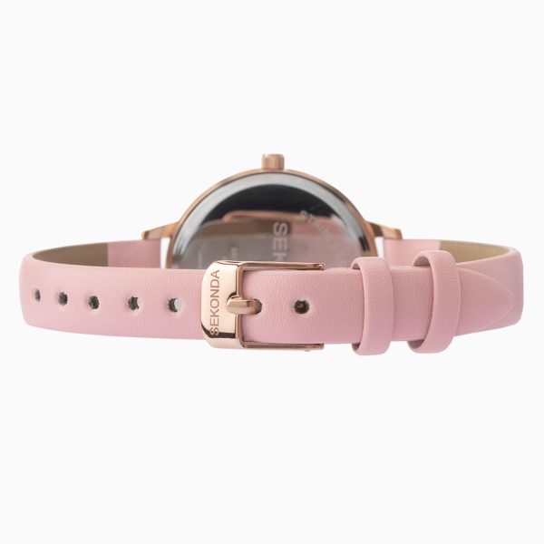 Ladies Watch  –  Rose Gold Case & PU Strap with White Dial 2