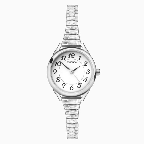Easy Reader Ladies Watch  –  Silver Case & Stainless Steel Bracelet with White Dial