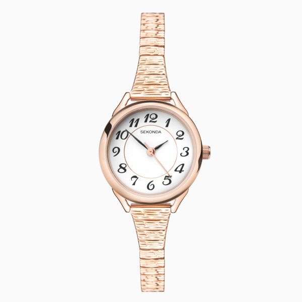 Easy Reader Ladies Watch  –  Rose Gold Case & Stainless Steel Bracelet with White Dial
