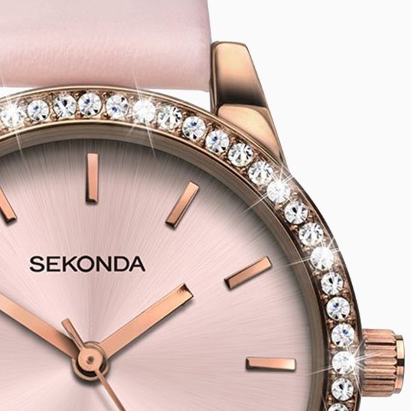 Ladies Watch  –  Rose Gold Case & PU Strap with Pink Dial 4