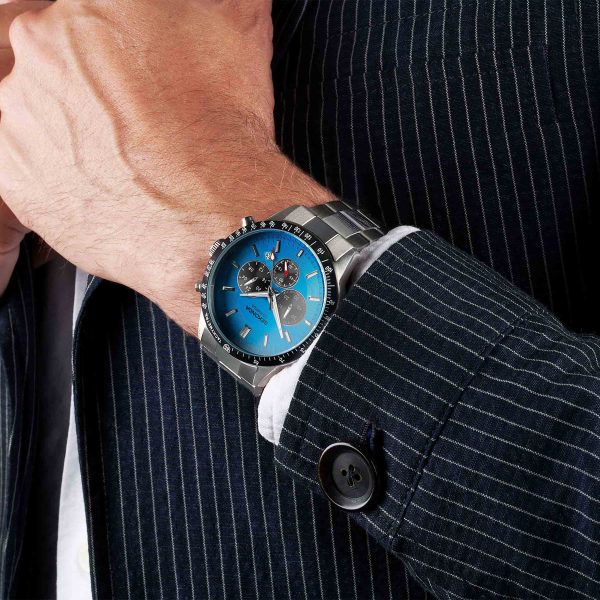 Velocity Chronograph Men’s Watch  –  Stainless Steel Case & Bracelet with Blue Dial 5