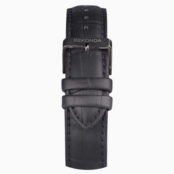 Midnight Men’s Watch  –  Gun Metal Case & Black Leather Strap with Black Dial 3