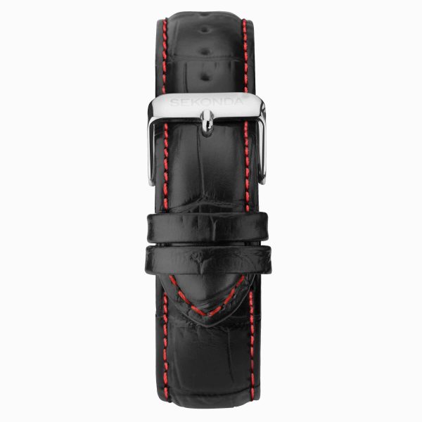 Maverick Men’s Watch  –  Silver Case & Black Leather Strap with Black Dial 2