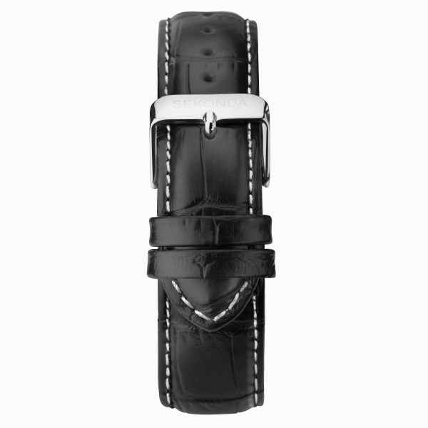 Maverick Men’s Watch  –  Silver Case & Black Leather Strap with Black Dial 2