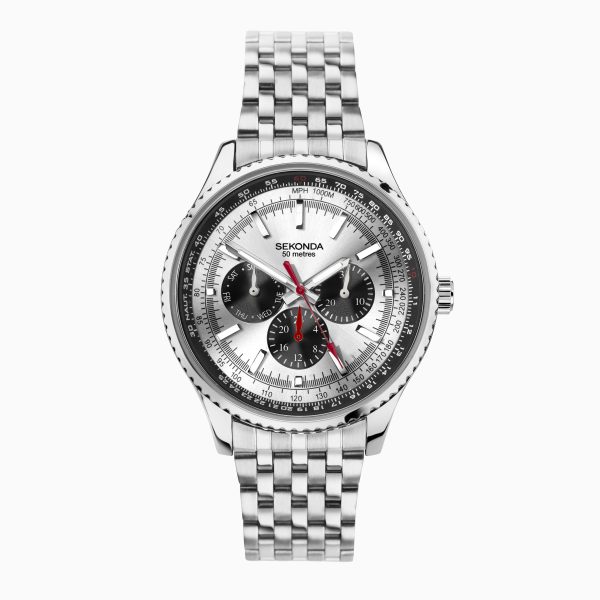 Maverick Men’s Watch  –  Silver Case & Stainless Steel Bracelet with Silver Dial