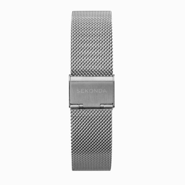 Nordic Men’s Watch  –  Silver Case & Stainless Steel Mesh Bracelet with Blue Dial 2