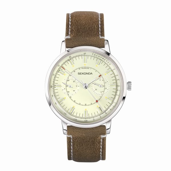 1978 Men’s Watch  –  Silver Case & Tan Leather Strap with Cream Dial
