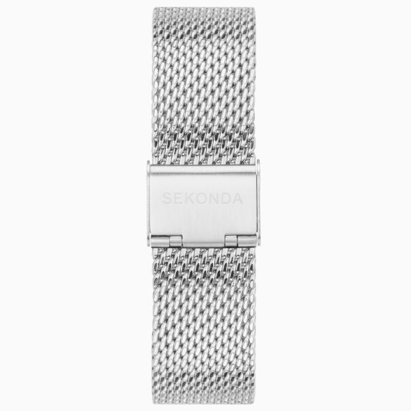 Airborne Men’s Watch  –  Silver Alloy Case & Stainless Steel Mesh Bracelet with Black Dial 2