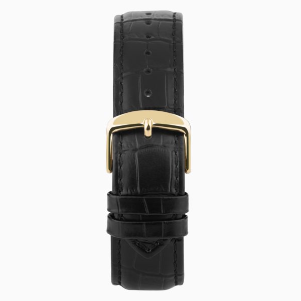 Endurance Dual Time Men’s Watch  –  Gold Alloy Case & Black Leather Strap with Black Dial 2