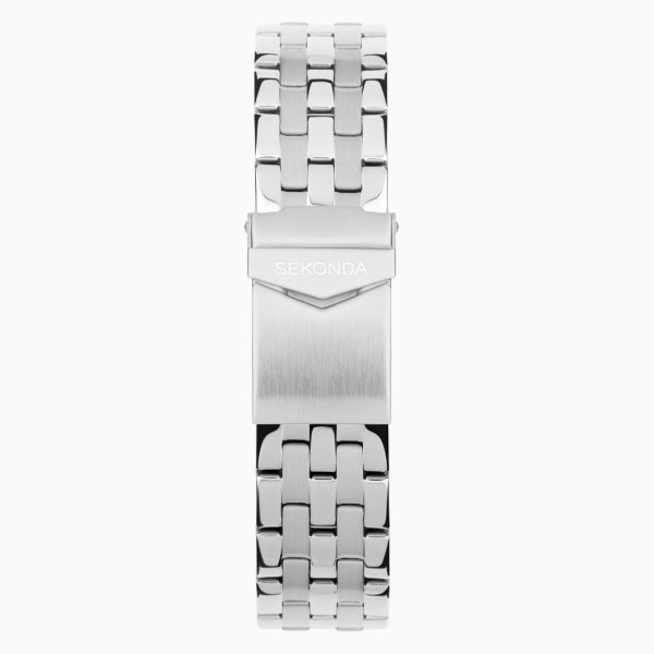 Speed Dual Time Men’s Watch  –  Silver Alloy Case & Stainless Steel Bracelet with Silver-White Dial 2