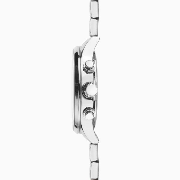Speed Dual Time Men’s Watch  –  Silver Alloy Case & Stainless Steel Bracelet with Silver-White Dial 5