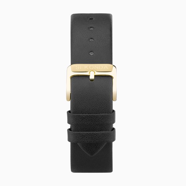 Easy Reader Men’s Watch  –  Gold Alloy Case & Black Leather Strap with White Dial 2