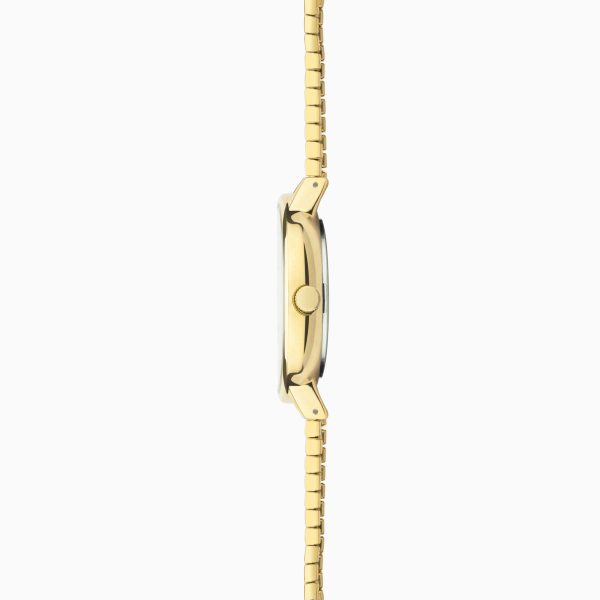 Easy Reader Ladies Watch  –  Gold Brass Case & Stainless Steel Expander Bracelet with White Dial 5