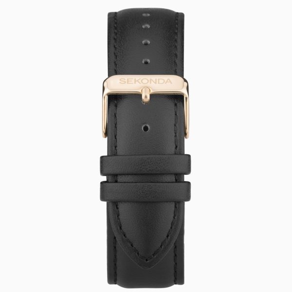 Ocean Men’s Watch  –  Rose Gold Alloy Case & Black Leather Strap with Black Dial 2