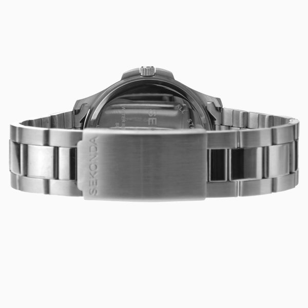 Classic Men’s Watch  –  Silver Case & Stainless Steel Bracelet with Black Dial 3