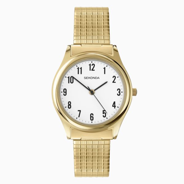 Easy Reader Men’s Watch  –  Gold Case & Stainless Steel Bracelet with White Dial